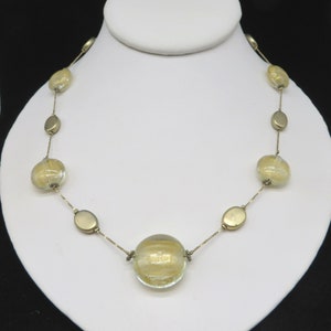 Premier Designs Yellow Bead Gold Tone Chain link Necklace Vintage Jewelry