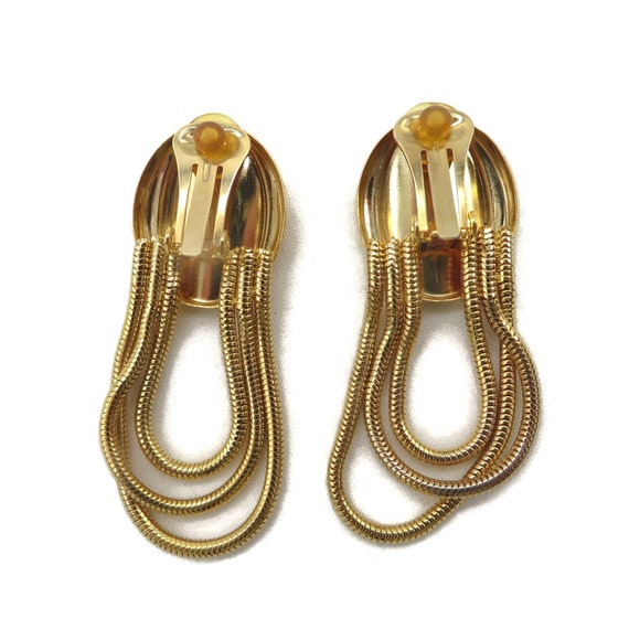 Vintage Dangling Chain Link Clip-on Earrings - image 5
