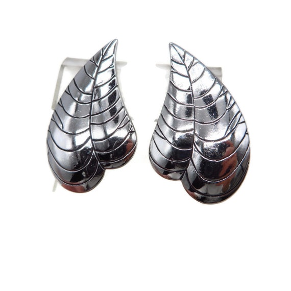 Laurel Burch Earrings, Silver Tone Leaf Shaped Cl… - image 1