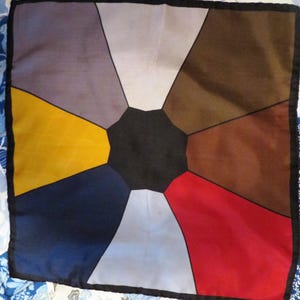Vintage Italian Silk Scarf Color Block Square Scarf or Bandana Accessories for Women