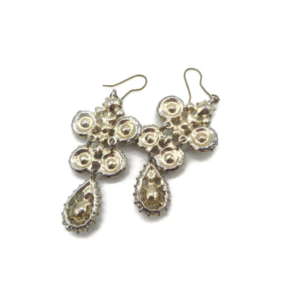 Vintage Chandelier Earrings Dangling Rhinestone P… - image 6