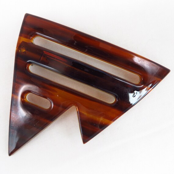Large Tortoise Shell Plastic Barrette Made in Fra… - image 1