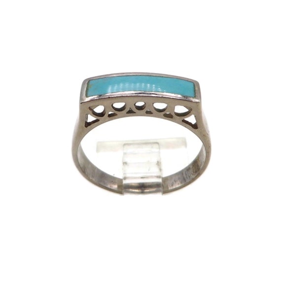 Vintage Sterling Silver Turquoise Stackable Ring … - image 4