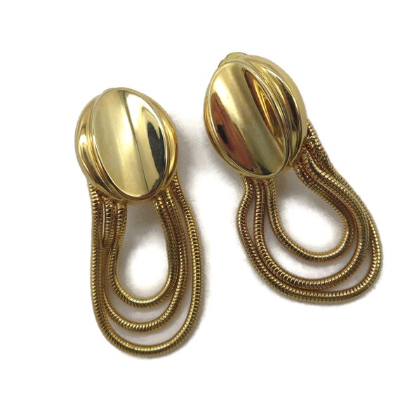 Vintage Dangling Chain Link Clip-on Earrings - image 4