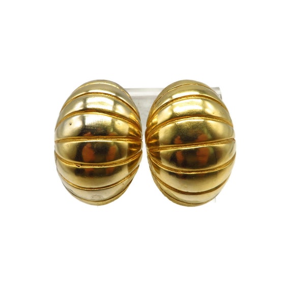 Ciner Gold Tone Earrings, Vintage Domed Clip-ons - image 5