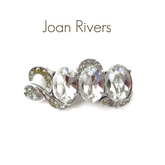 Joan Rivers Crystal Brooch, Vintage Silver Tone R… - image 6