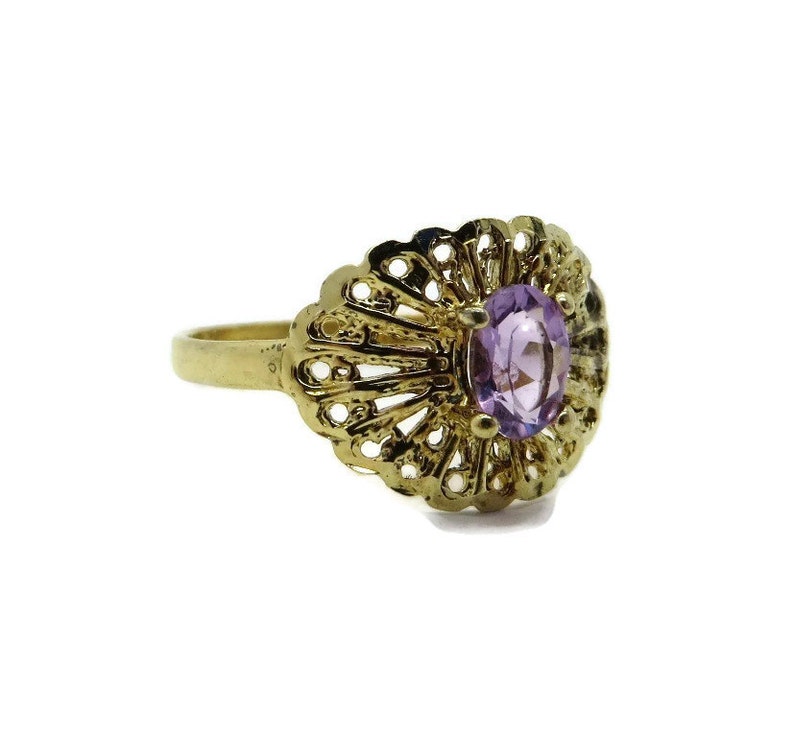 Details about / Diamond /& Amethyst Ring Sterling Silver or Yellow Gold Plated