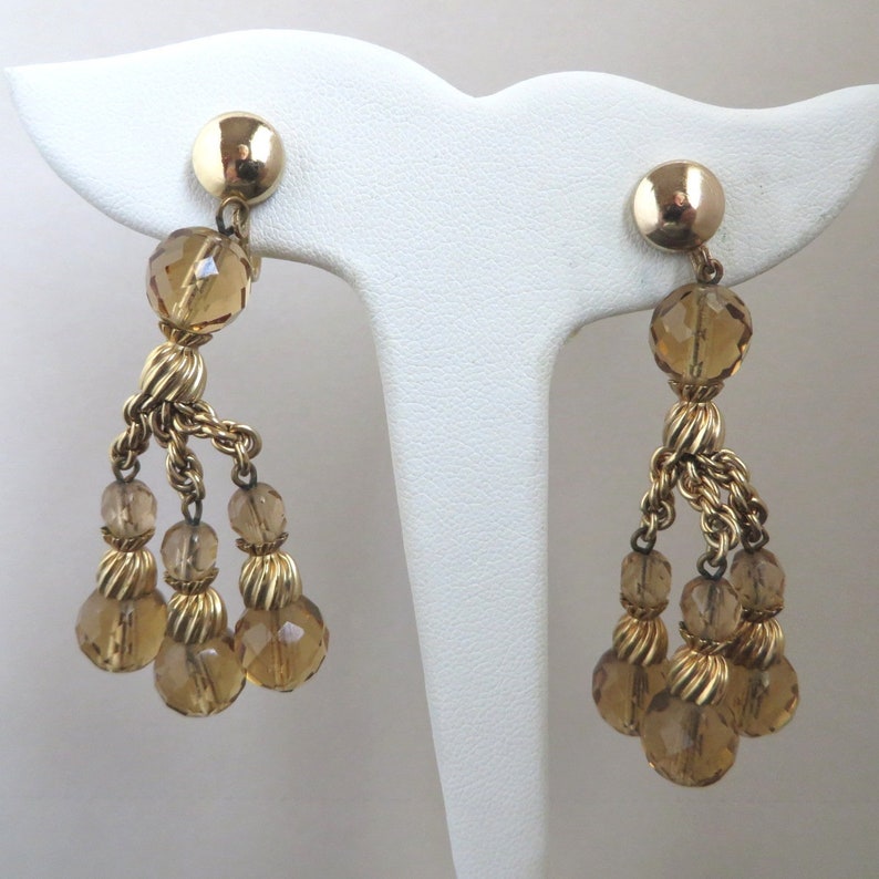 Designer Signed Jewelry Amber Crystal Gold Tone Demi Parure Vintage EISENBERG Bracelet Earrings Set