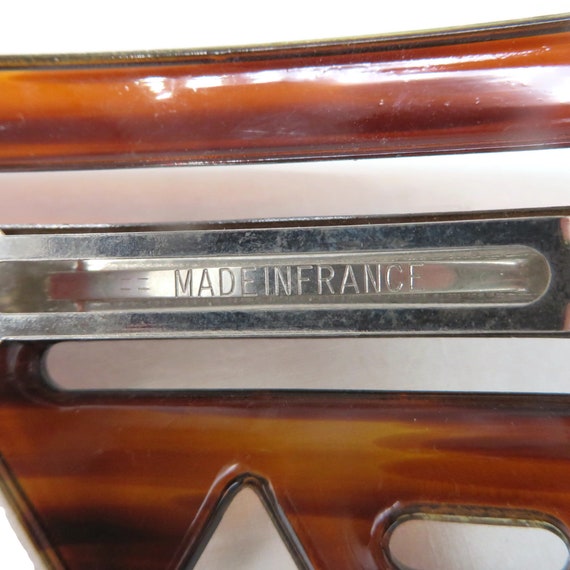 Large Tortoise Shell Plastic Barrette Made in Fra… - image 8