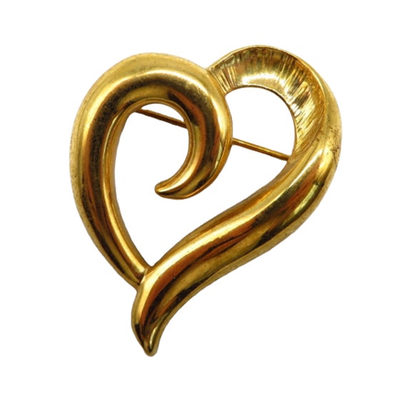 Vintage Napier Heart Brooch, Gold Tone Abstract He