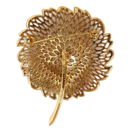 Vintage Monet Gold Tone Openwork Flower Pin - image 5