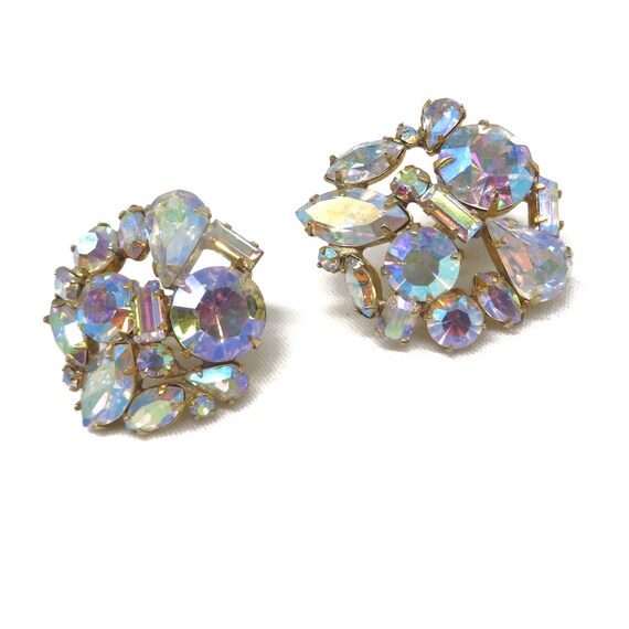 Coro Crystal Cluster Clip-on Earrings Vintage Jew… - image 3