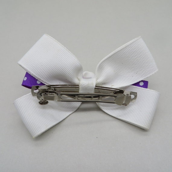 Vintage White and  Purple Polka Dot Barrette, Gro… - image 6