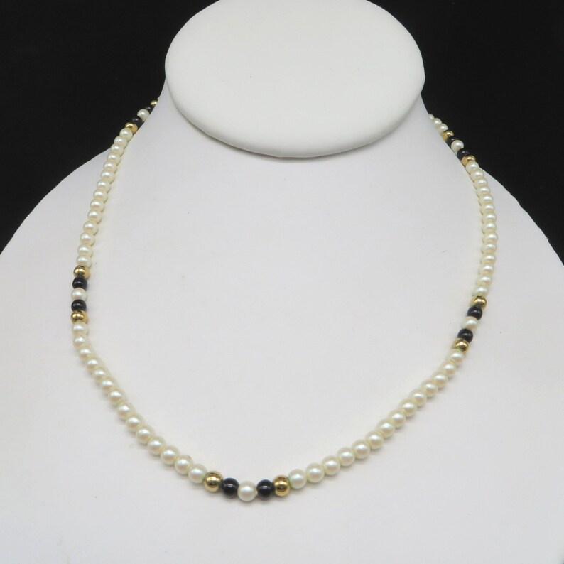 Vintage AVON Faux Pearl & Bead Necklace Black and White 16.5 Etsy