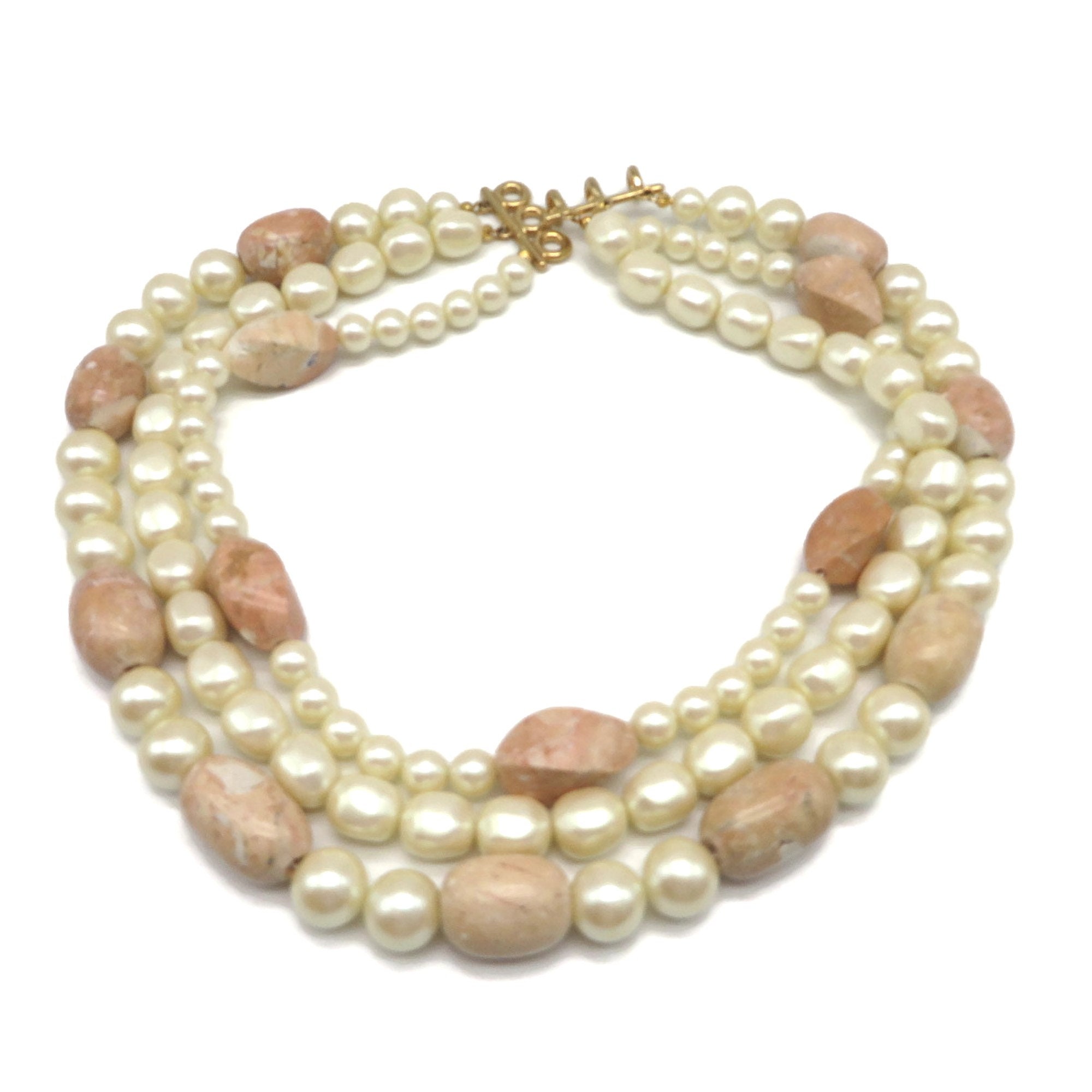 Richelieu Faux Pearl Necklace Vintage Triple Strand Pearl Etsy