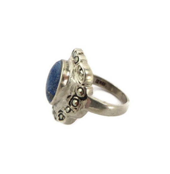 Sterling Silver Sodalite Ring. Marcasite Studded,… - image 5