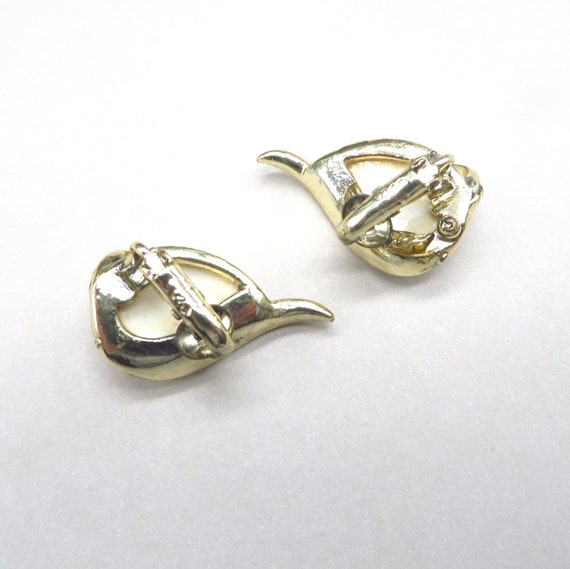 Coro Cream Lucite Earrings Gold Tone Clip-ons Vin… - image 5