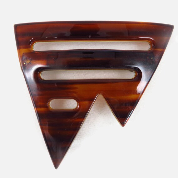 Large Tortoise Shell Plastic Barrette Made in Fra… - image 2