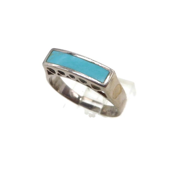 Vintage Sterling Silver Turquoise Stackable Ring … - image 3
