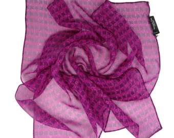 Kenneth Cole Silk Scarf, Pink and Purple Squares, Vintage USA Made Scarf