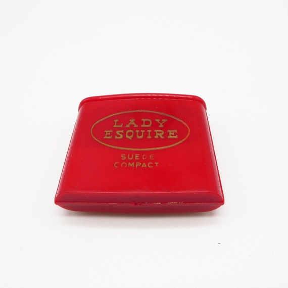Vintage Brush Compact, Lady Esquire Small Red Pla… - image 2