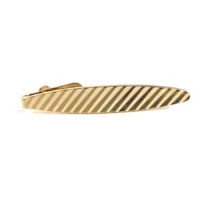 Vintage Diagonal Ridged Gold Tone Tie Bar