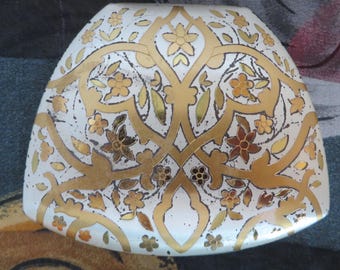 Vintage Elgin American Compact: Gold and Silver Tone Mid Century Makeup Case