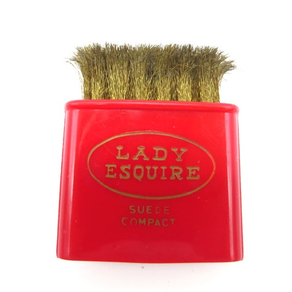 Vintage Brush Compact, Lady Esquire Small Red Pla… - image 5