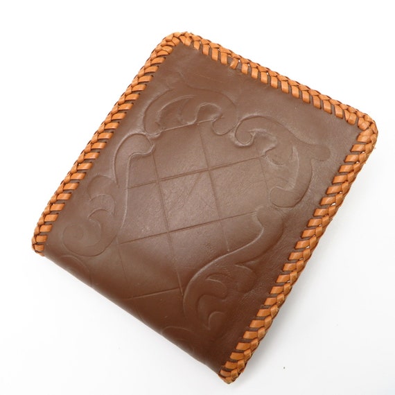 Vintage Hand Tooled Wallet, Brown and Butterscotch