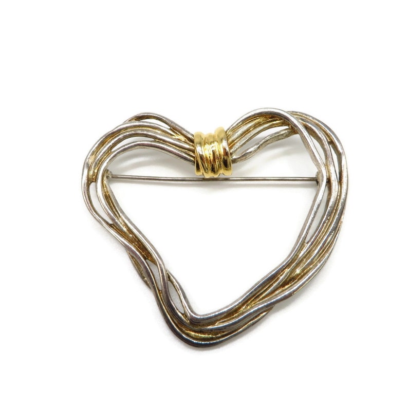 Premier Designs Heart Brooch Vintage Two Tone Abstract Heart Pin