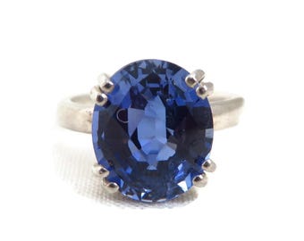 Sterling Silver Tanzanite Gemstone Ring Size 7 Vintage Estate Jewelry