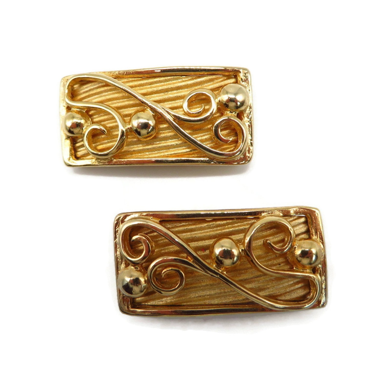 Vintage Shoe Clips MUSI Gold Tone Scrolled Rectangular Shoe Etsy