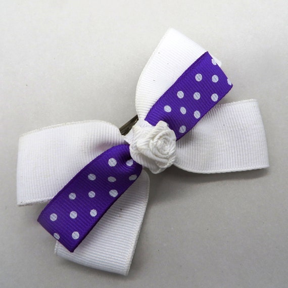 Vintage White and  Purple Polka Dot Barrette, Gro… - image 5