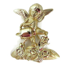 AJC Angel Brooch Gardening Angel Pin Vintage Holiday Gift For Her