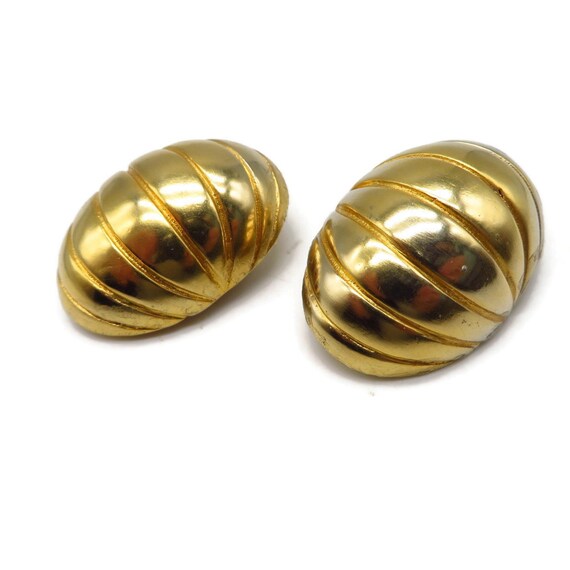 Ciner Gold Tone Earrings, Vintage Domed Clip-ons - image 4