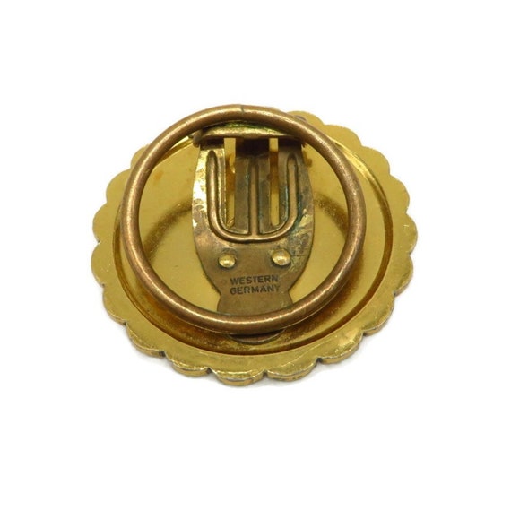 Vintage Scarf Clip, West Germany Gold Tone Filigr… - image 3