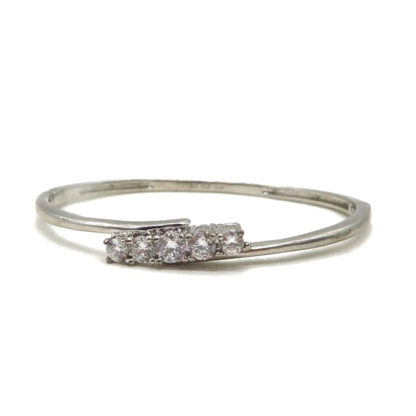 Vintage Bangle, Skinny CZ Studded Silver Plated Bracelet