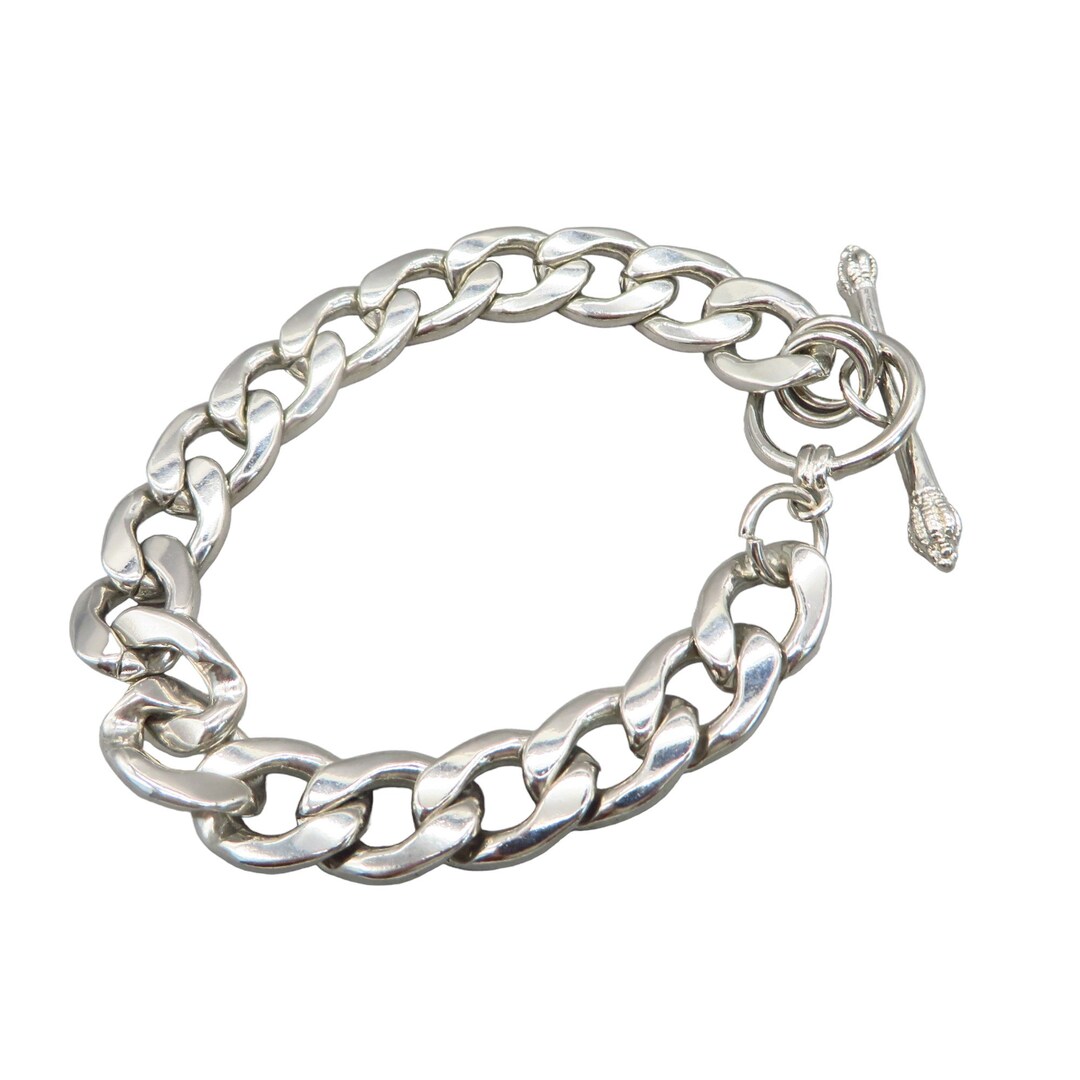 アクセサリー Vintage Silver Heavy Link Chain Bracelet 925 Sterling Silver Vintage C Z Heavy Cable Link Bracelet