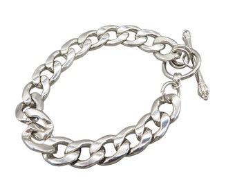 アクセサリー Vintage Link Silver Toggle Bracelet 925 Sterling Silver Knotted Links Toggle Bracelet for Women, 8