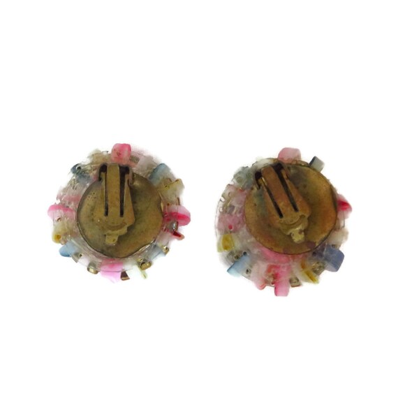 Pink Bead Cluster Earrings, Shells and Beads Clip… - image 6