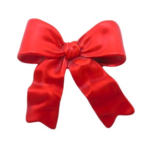 Vintage Red Bow Brooch, AJC Holiday Jewelry Scarf Sweater Coat Pin