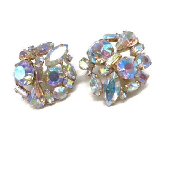 Coro Crystal Cluster Clip-on Earrings Vintage Jew… - image 1