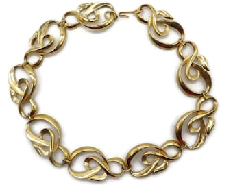 Vintage AVON Necklace, Large Gold Tone Curly Links Necklace, Mothers Day Gift