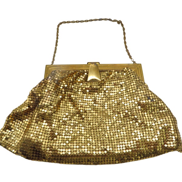 Vintage Whiting and Davis Purse, Gold Mesh Chain Handled Evening Bag