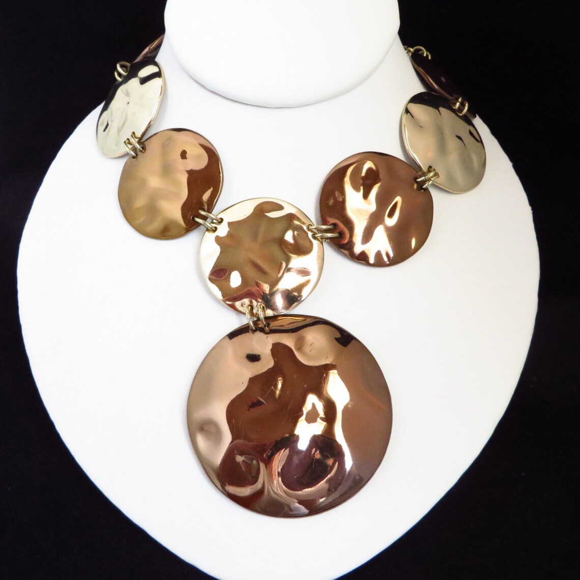 Bronze & Gold Tone Dangling Disc Necklace Chunky Boho Etsy