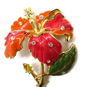 Jose Maria Barrera for Avon Hibiscus Brooch 1990s Vintage Flower Brooch
