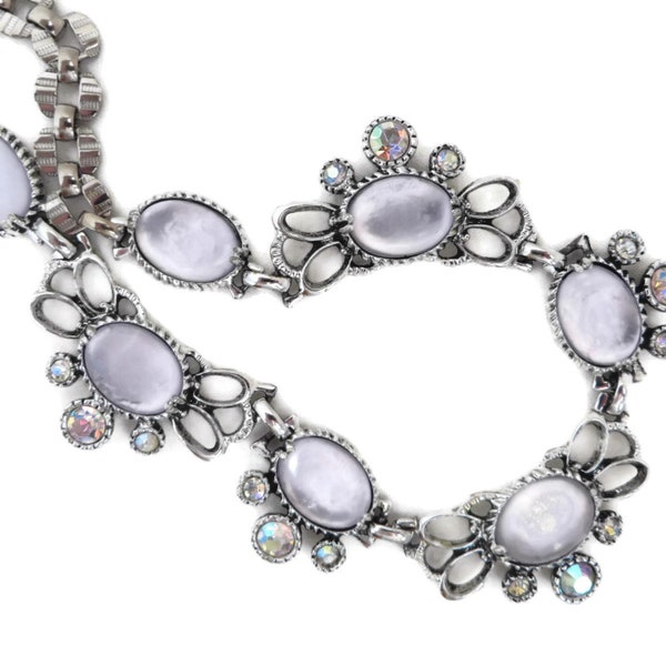 Vintage SELRO Moonstone AB Rhinestone Necklace