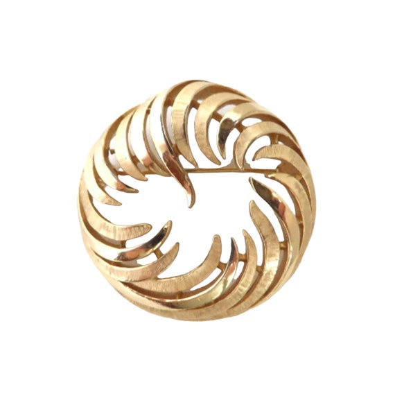 Trifari Circle Pin, Spiky Gold Tone Brooch, Vintage J… Gem