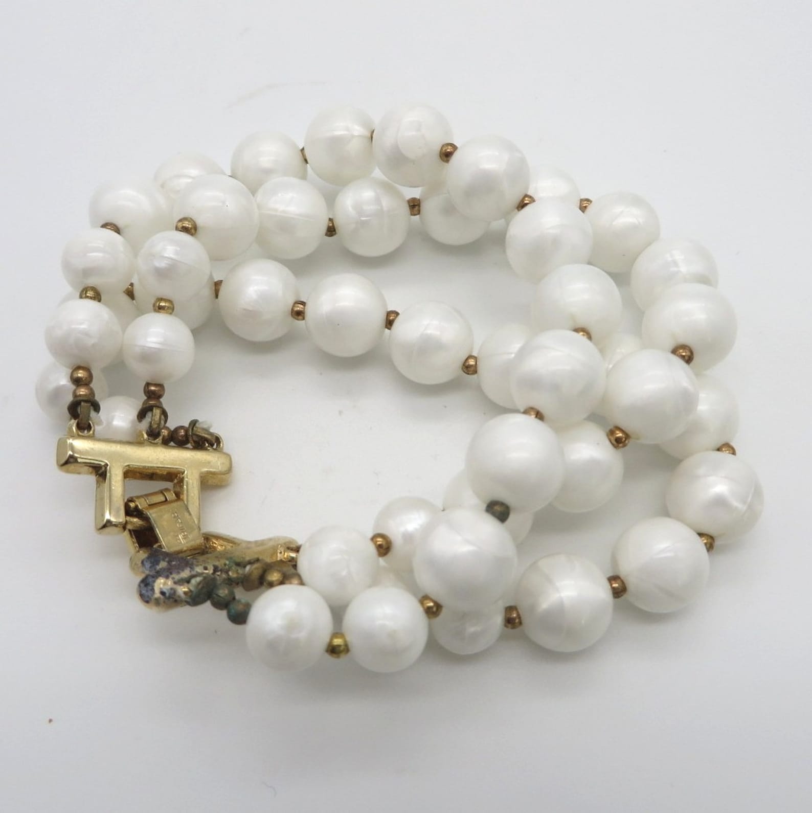 Crown Trifari Faux Pearl Bracelet Triple Strand Vintage Etsy