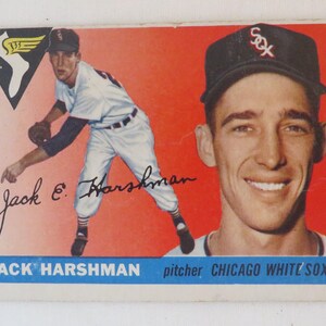 Carte de baseball Jack Harshman vintage 1955 Topps #104 Chicago White Sox Pitcher